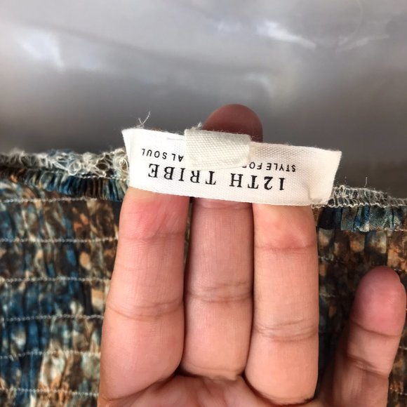 12th tribe ruched cropped chiffon shirt. - Picture 5 of 5